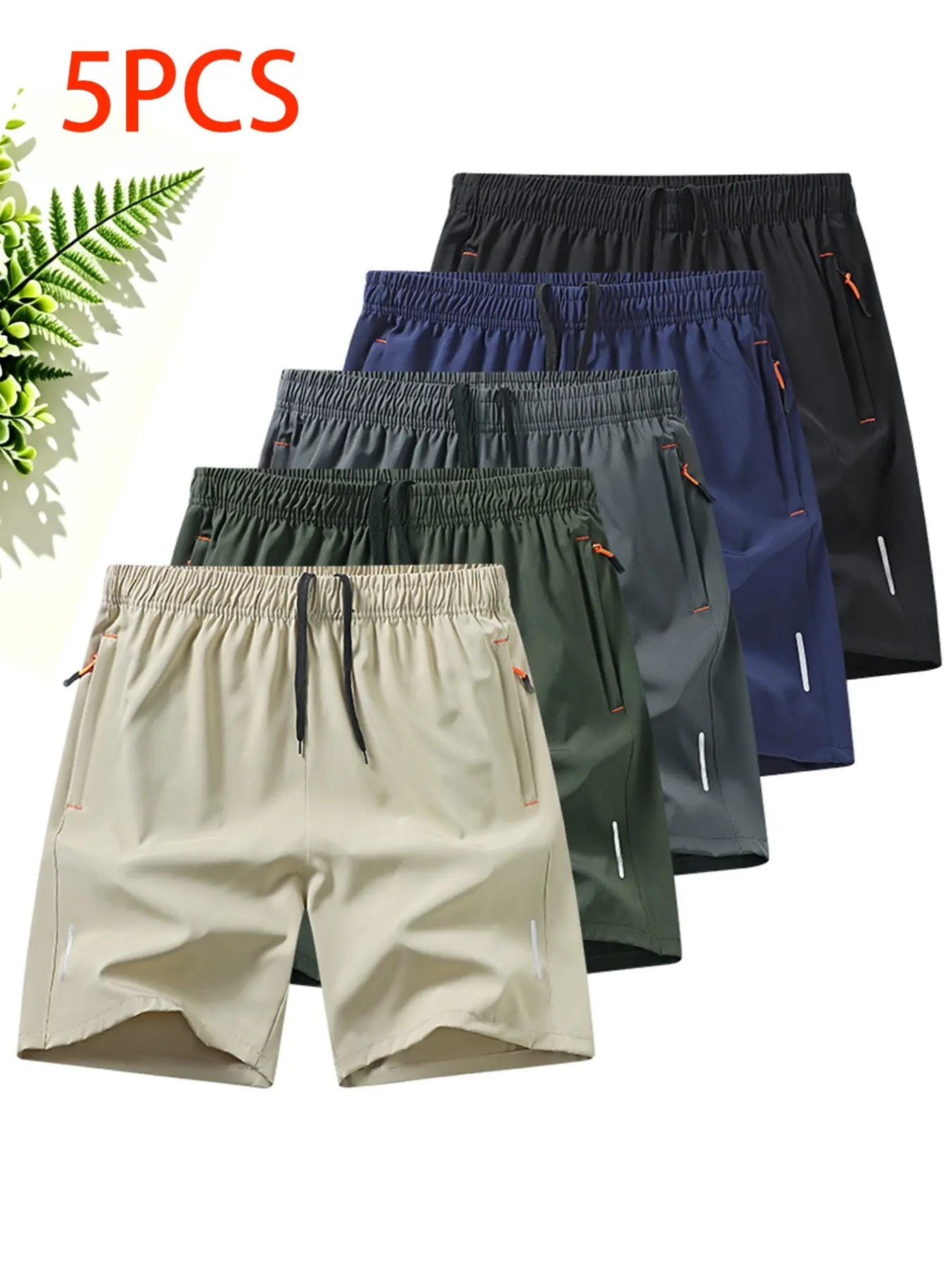 Breathable Quick-Dry Men'S Sport Shorts, Zip Pocket Fitness Commute Capris, Loose Fit Recommended One Size Up, Casual Athletic Wear, Breathable Summer Shorts