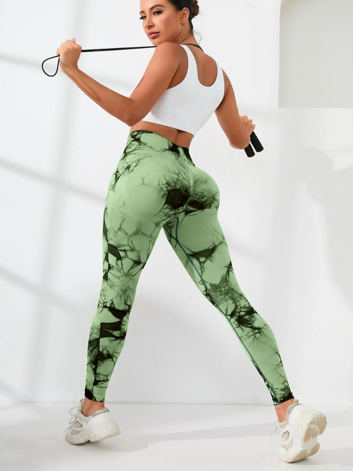 Women'S Plain / Tie Dye Print High Waist Sports Leggings, High Waisted Sportswear, Gym Leggings, Skinny Pants, Skinny Yoga Bottoms for Workout Running, Women Sport & Outdoor Clothing, Fitness Yoga Pants