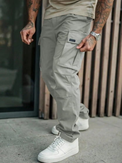 Men'S Cargo Pants with Pockets, Woven Fabric, Comfortable Fit, Stylish Casual Street Design for Daily Wear in Spring & Fall, Casual Fitted Pockets, Casual Comfy Pocket