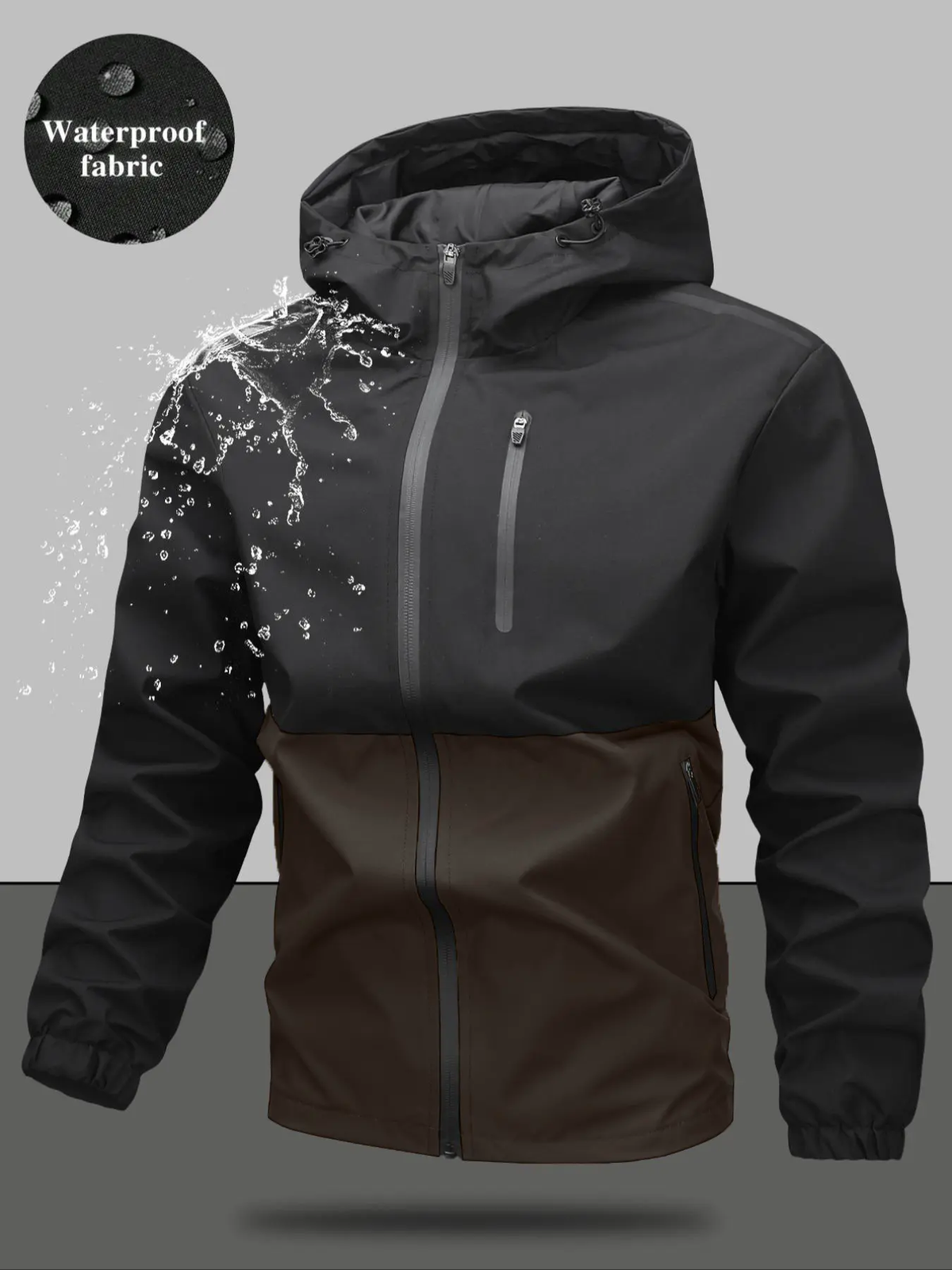 Men'S Regular Fit Zip-Up Hooded Jacket, Casual Long Sleeve Windbreaker for Spring & Fall, Fashion Men'S Outerwear for Daily Wear, Windproof Casual Jacket, Coats