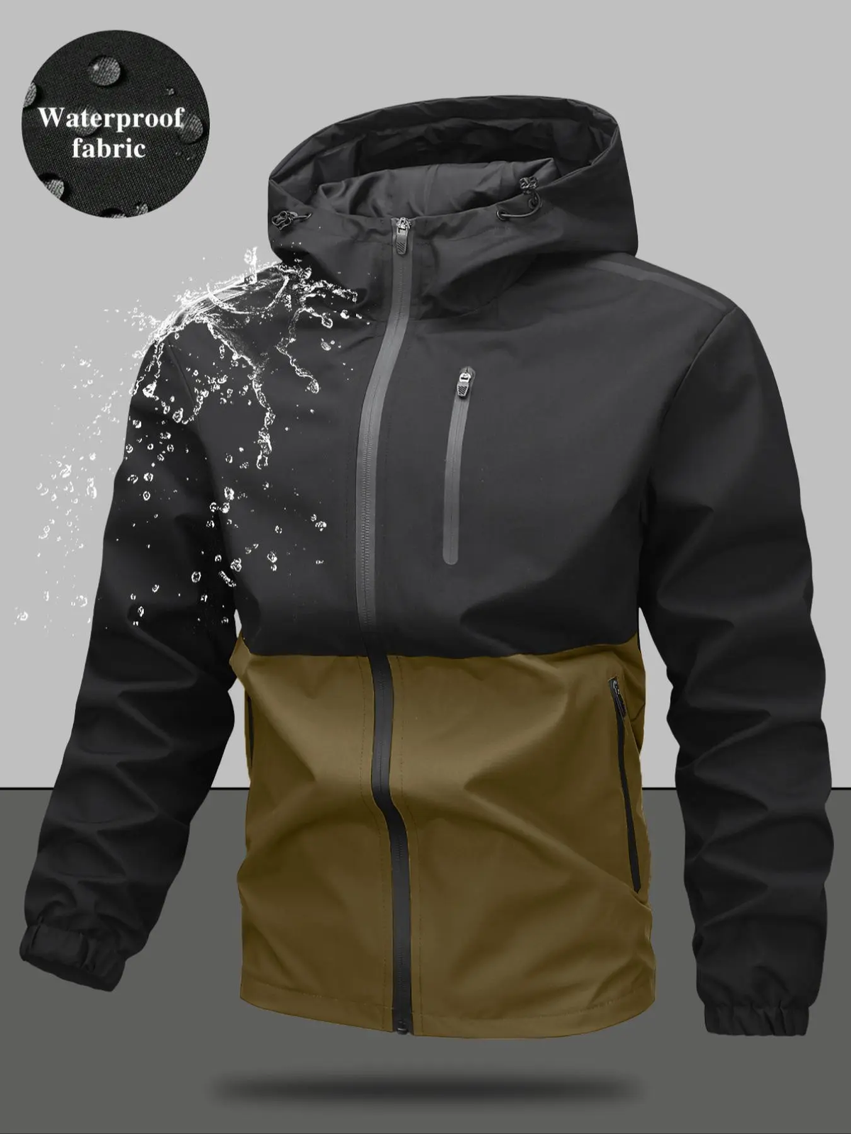 Men'S Regular Fit Zip-Up Hooded Jacket, Casual Long Sleeve Windbreaker for Spring & Fall, Fashion Men'S Outerwear for Daily Wear, Windproof Casual Jacket, Coats