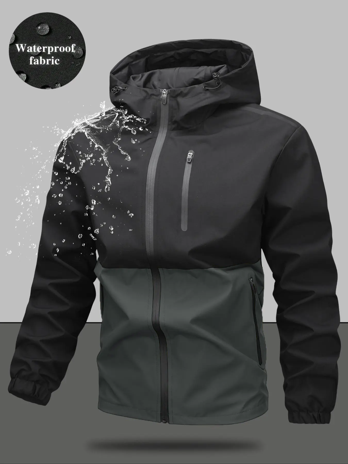 Men'S Regular Fit Zip-Up Hooded Jacket, Casual Long Sleeve Windbreaker for Spring & Fall, Fashion Men'S Outerwear for Daily Wear, Windproof Casual Jacket, Coats