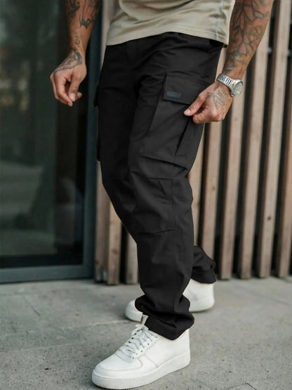 Men'S Cargo Pants with Pockets, Woven Fabric, Comfortable Fit, Stylish Casual Street Design for Daily Wear in Spring & Fall, Casual Fitted Pockets, Casual Comfy Pocket