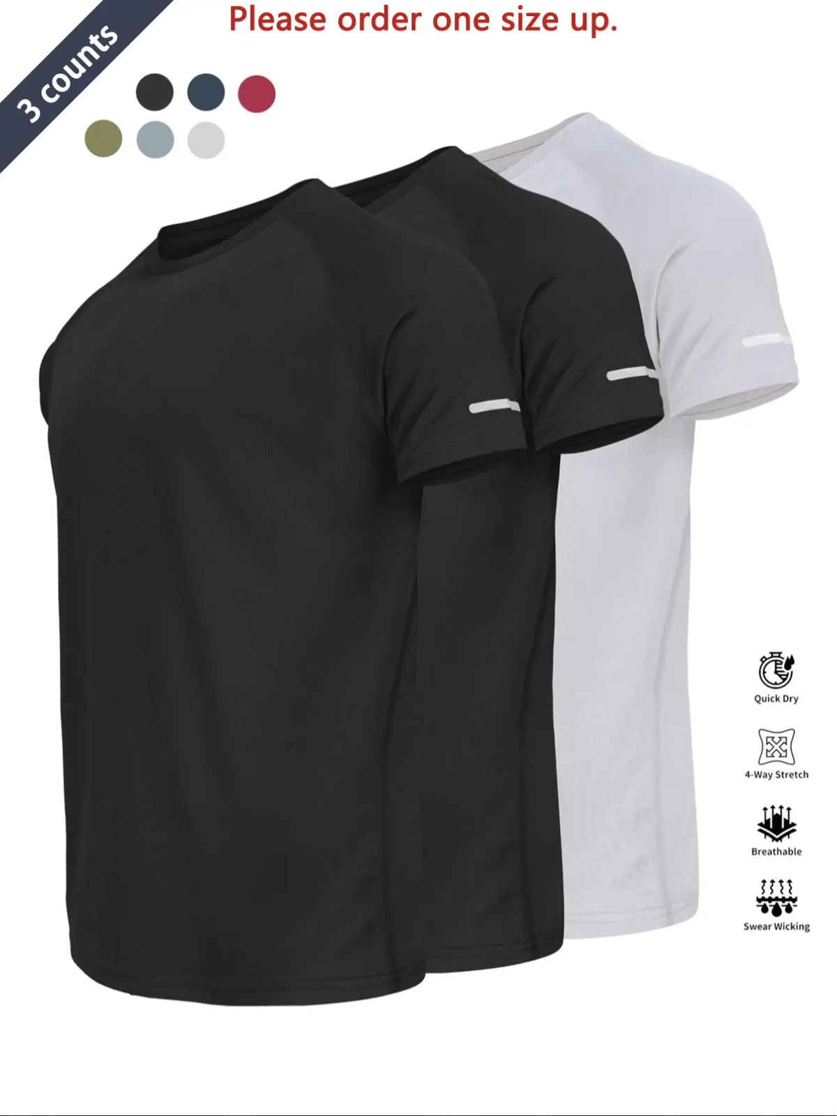 Reflective Sportswear T-Shirt, Breathable Quick-Dry Short Sleeve Crew Neck, Lightweight Men'S Athletic Tee, Ideal for Outdoor Activities, Dry Fit Tees