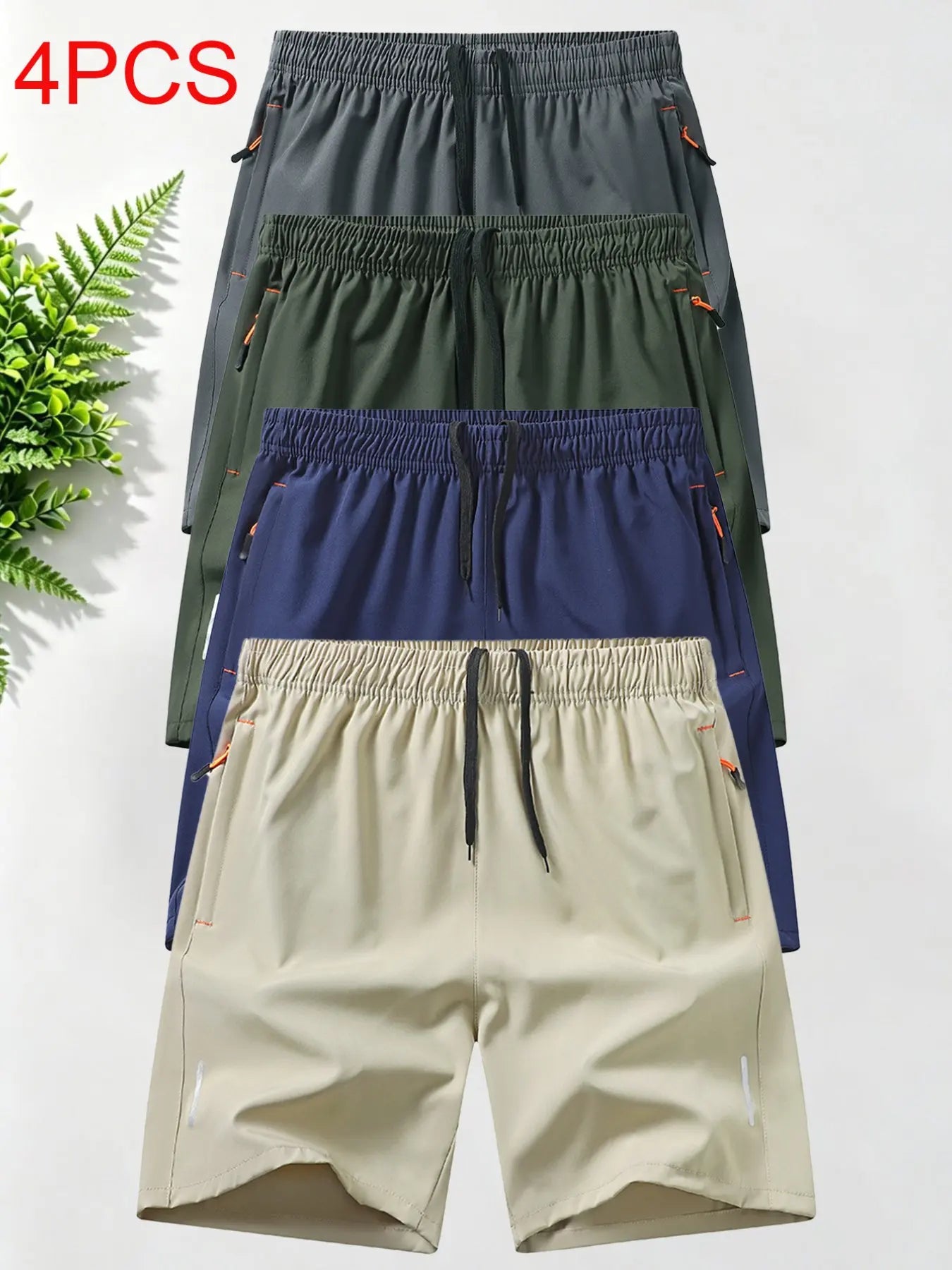 Breathable Quick-Dry Men'S Sport Shorts, Zip Pocket Fitness Commute Capris, Loose Fit Recommended One Size Up, Casual Athletic Wear, Breathable Summer Shorts
