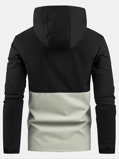 Men'S Regular Fit Zip-Up Hooded Jacket, Casual Long Sleeve Windbreaker for Spring & Fall, Fashion Men'S Outerwear for Daily Wear, Windproof Casual Jacket, Coats