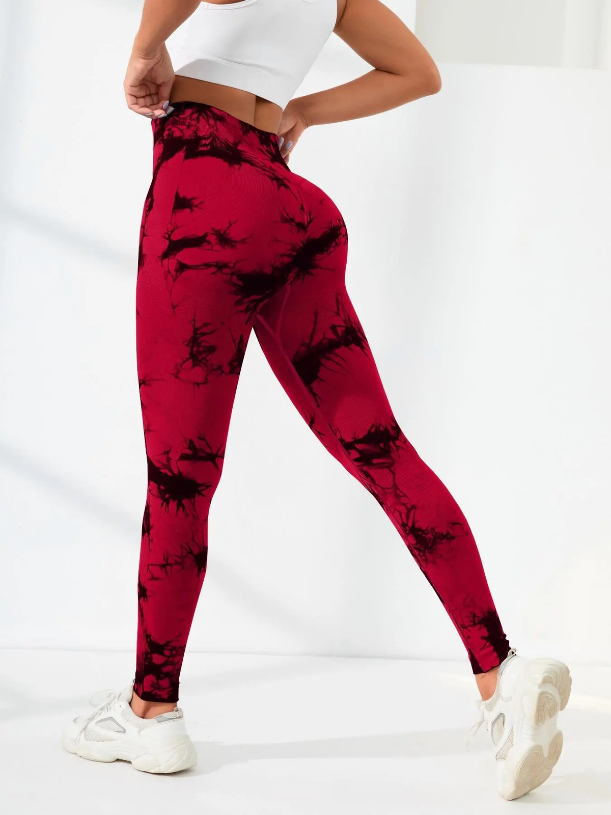 Women'S Plain / Tie Dye Print High Waist Sports Leggings, High Waisted Sportswear, Gym Leggings, Skinny Pants, Skinny Yoga Bottoms for Workout Running, Women Sport & Outdoor Clothing, Fitness Yoga Pants