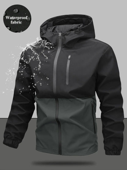 Men'S Regular Fit Zip-Up Hooded Jacket, Casual Long Sleeve Windbreaker for Spring & Fall, Fashion Men'S Outerwear for Daily Wear, Windproof Casual Jacket, Coats