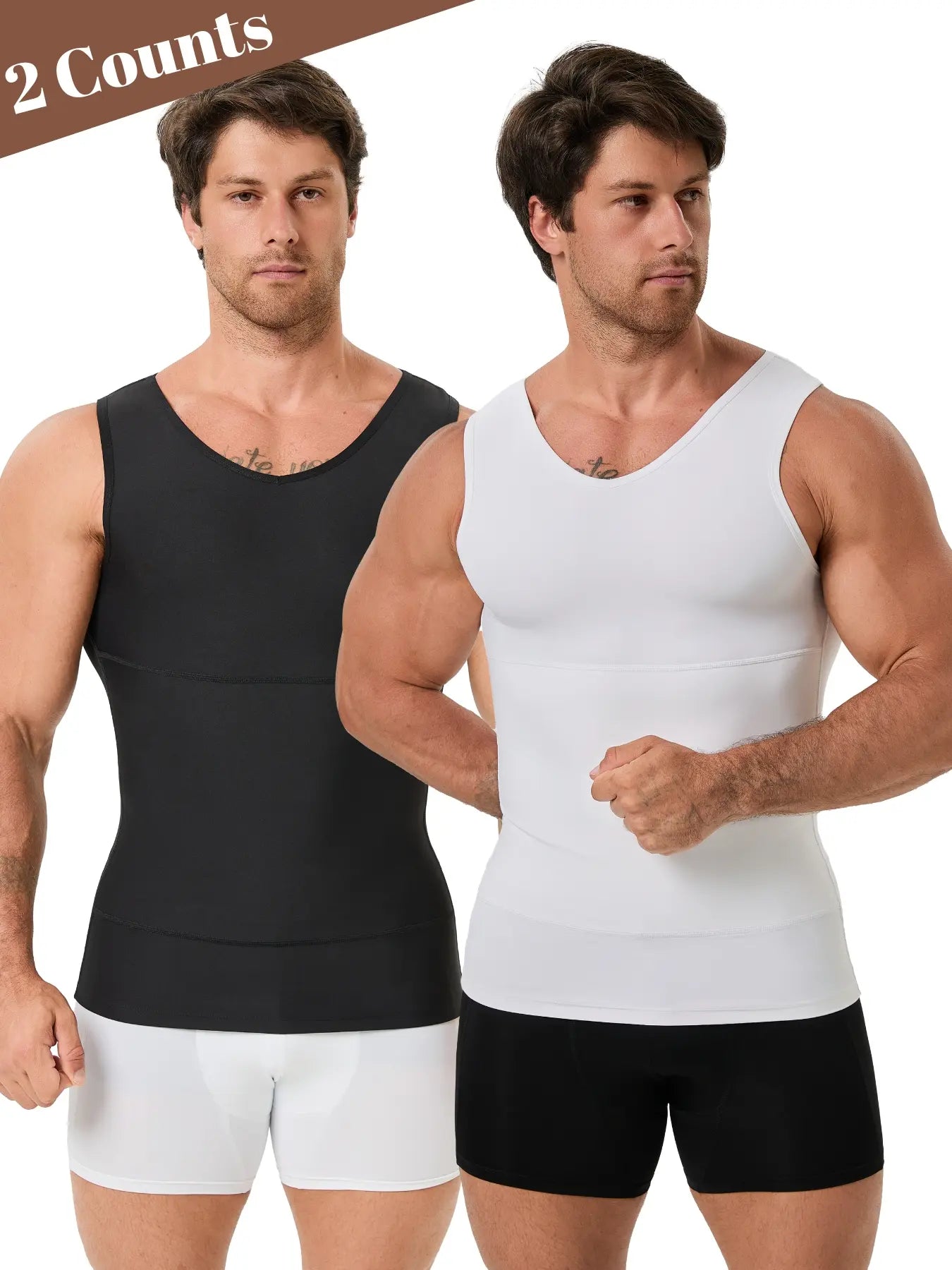 1/2/3 PCS V-Neck Men'S Compression Shirts for Body Shaper,Workout Vest Tight Fitting Tank Top,Body Shaping Undershirts Tank Stretchy Shapewear