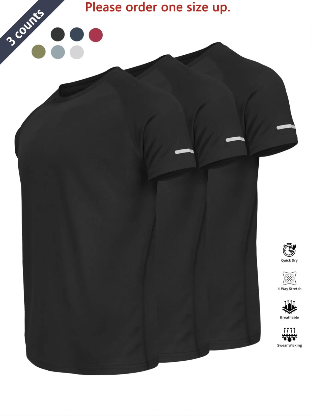 Reflective Sportswear T-Shirt, Breathable Quick-Dry Short Sleeve Crew Neck, Lightweight Men'S Athletic Tee, Ideal for Outdoor Activities, Dry Fit Tees