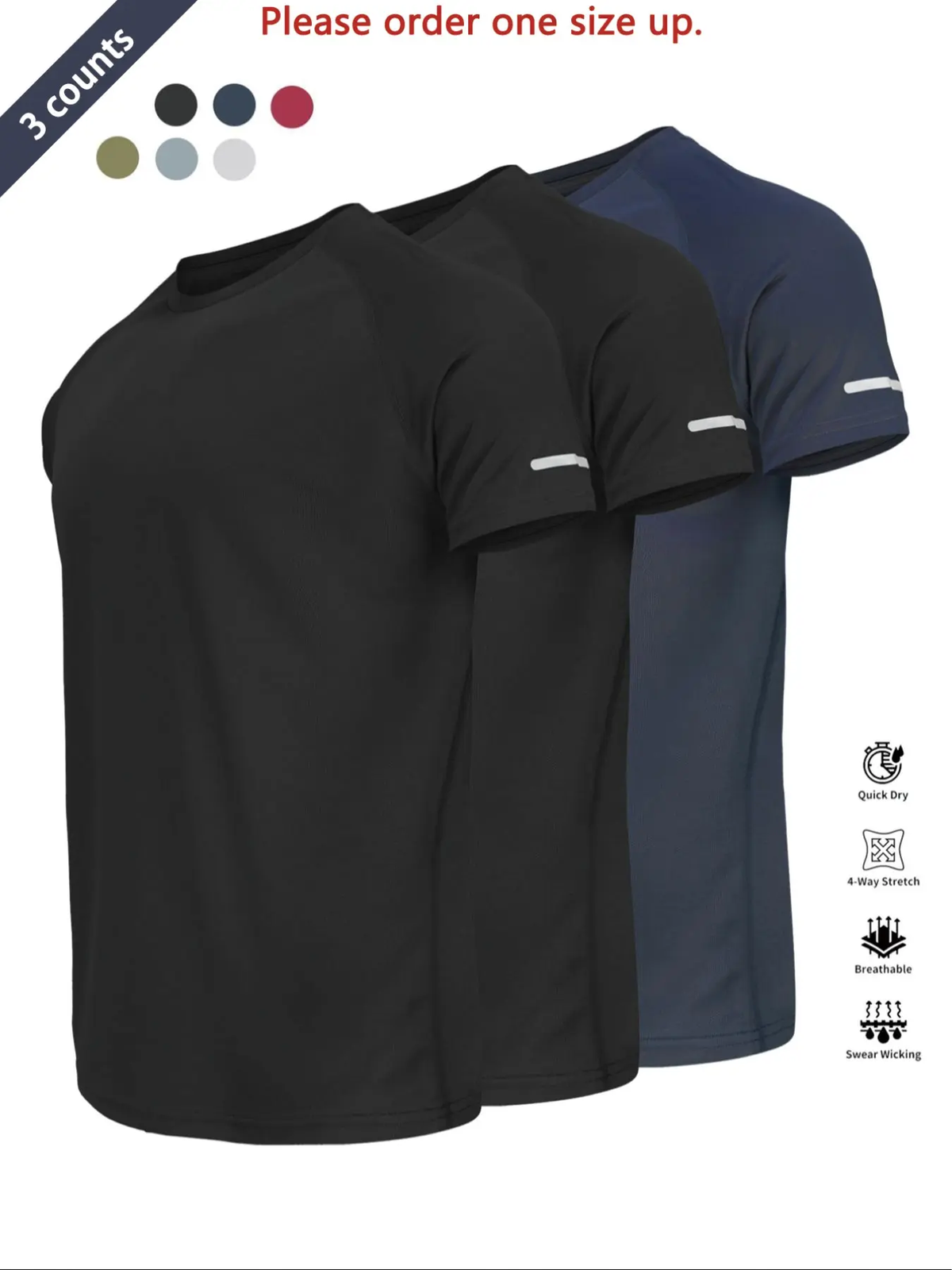 Reflective Sportswear T-Shirt, Breathable Quick-Dry Short Sleeve Crew Neck, Lightweight Men'S Athletic Tee, Ideal for Outdoor Activities, Dry Fit Tees