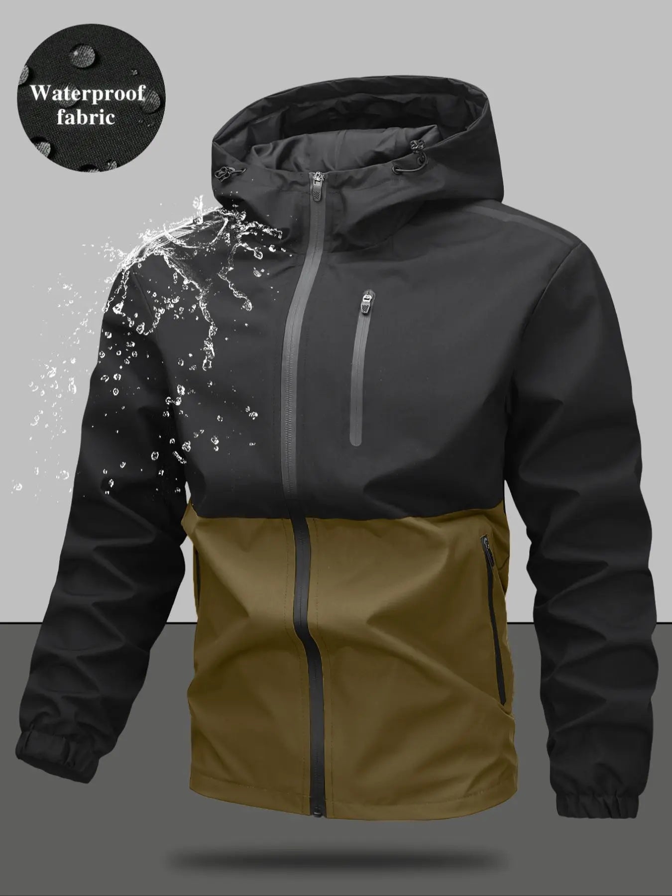 Men'S Regular Fit Zip-Up Hooded Jacket, Casual Long Sleeve Windbreaker for Spring & Fall, Fashion Men'S Outerwear for Daily Wear, Windproof Casual Jacket, Coats