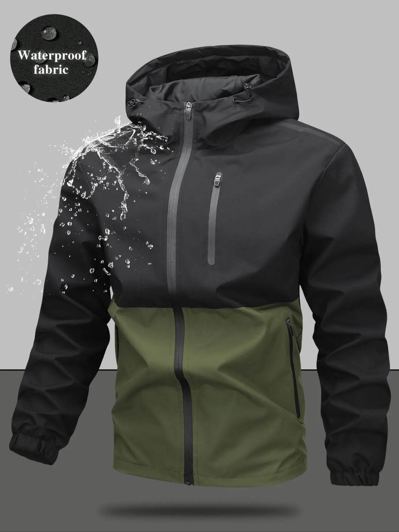 Men'S Regular Fit Zip-Up Hooded Jacket, Casual Long Sleeve Windbreaker for Spring & Fall, Fashion Men'S Outerwear for Daily Wear, Windproof Casual Jacket, Coats
