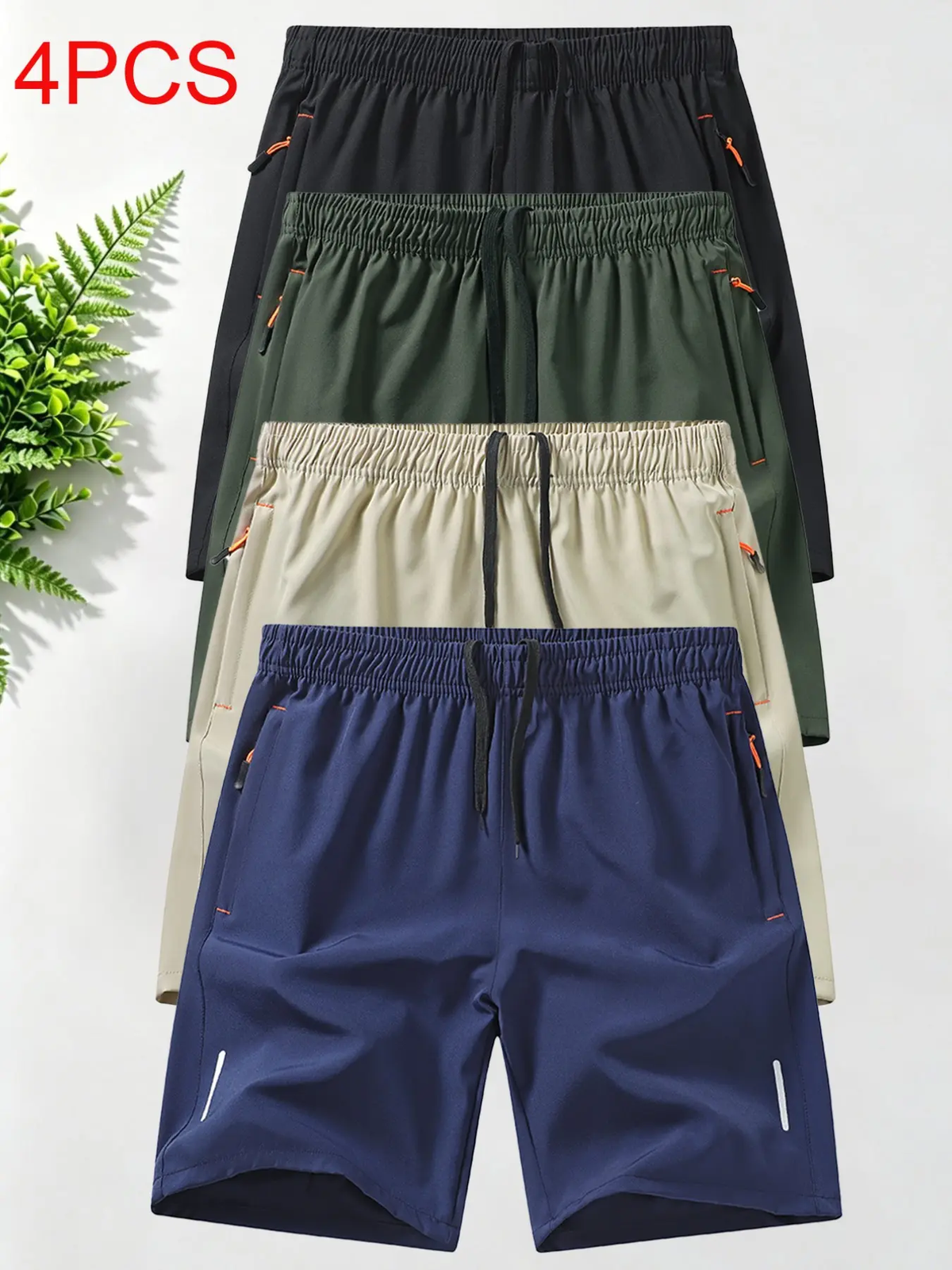 Breathable Quick-Dry Men'S Sport Shorts, Zip Pocket Fitness Commute Capris, Loose Fit Recommended One Size Up, Casual Athletic Wear, Breathable Summer Shorts
