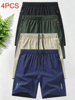 Breathable Quick-Dry Men'S Sport Shorts, Zip Pocket Fitness Commute Capris, Loose Fit Recommended One Size Up, Casual Athletic Wear, Breathable Summer Shorts