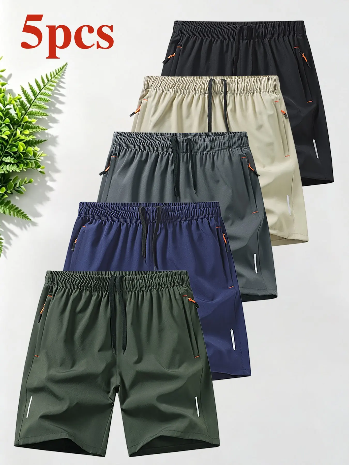 Breathable Quick-Dry Men'S Sport Shorts, Zip Pocket Fitness Commute Capris, Loose Fit Recommended One Size Up, Casual Athletic Wear, Breathable Summer Shorts