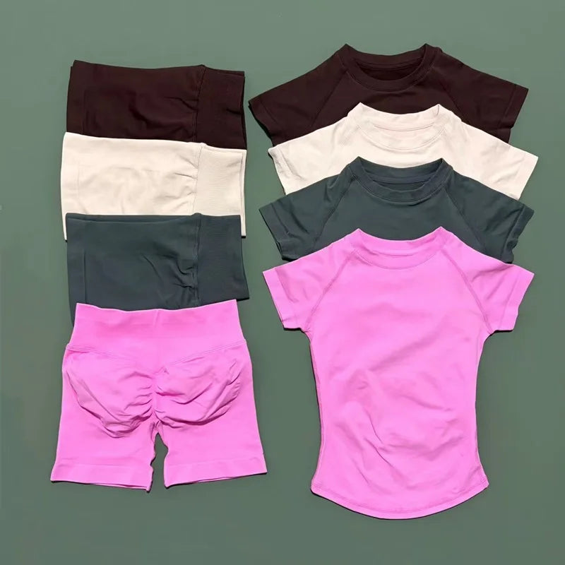 Conjunto Fitness Feminino 2 Peças com Shorts e Camiseta