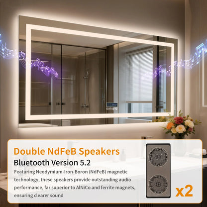 Espelho de Banheiro LED com Bluetooth e Desembaçador