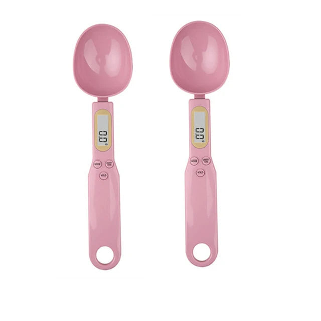 2 peças Rosa Cor Colher Balança Digital de Cozinha 0,1–500 g com Visor LCD