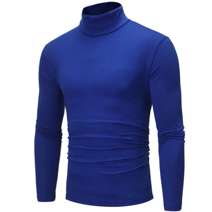 Azul royal Cor Camiseta Térmica Masculina Gola Alta Manga Longa Slim