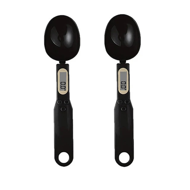 2 peças Preto Cor Colher Balança Digital de Cozinha 0,1–500 g com Visor LCD