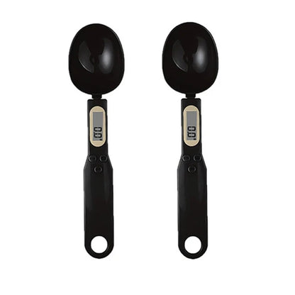 2 peças Preto Cor Colher Balança Digital de Cozinha 0,1–500 g com Visor LCD
