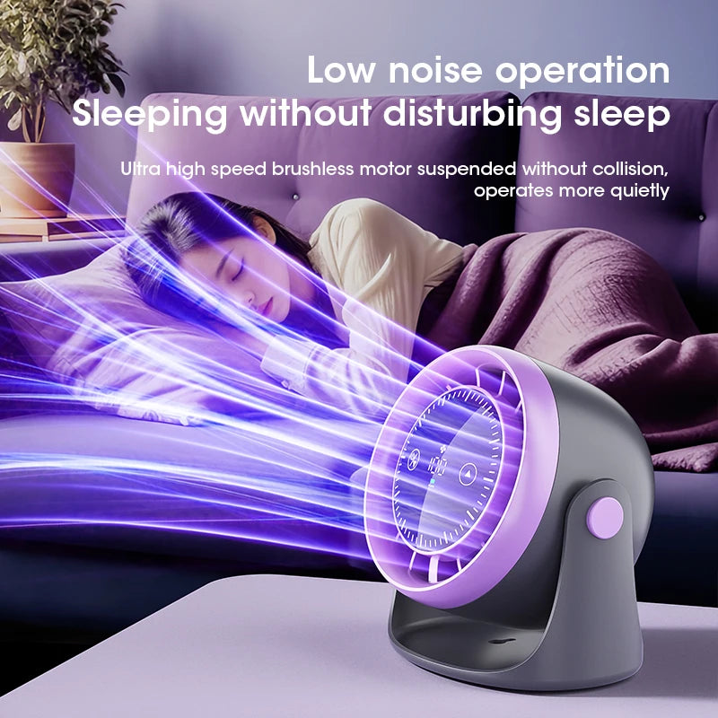 Mini Ventilador de Mesa Portátil com Tela Touch