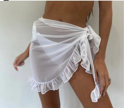 Saia Pareô Curta com Babado para Praia Feminina