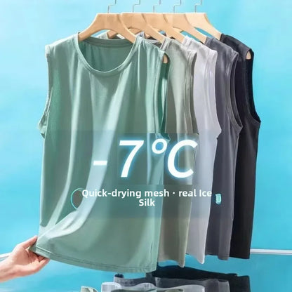 Regata Masculina Ice Silk em Tela Respirável Casual