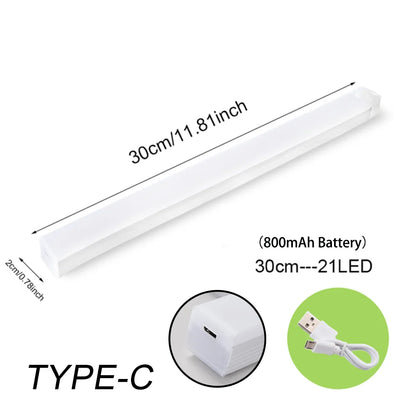 30cm-21LED Cor de Emissão Luz Noturna LED com Sensor de Movimento USB-C Recarregável