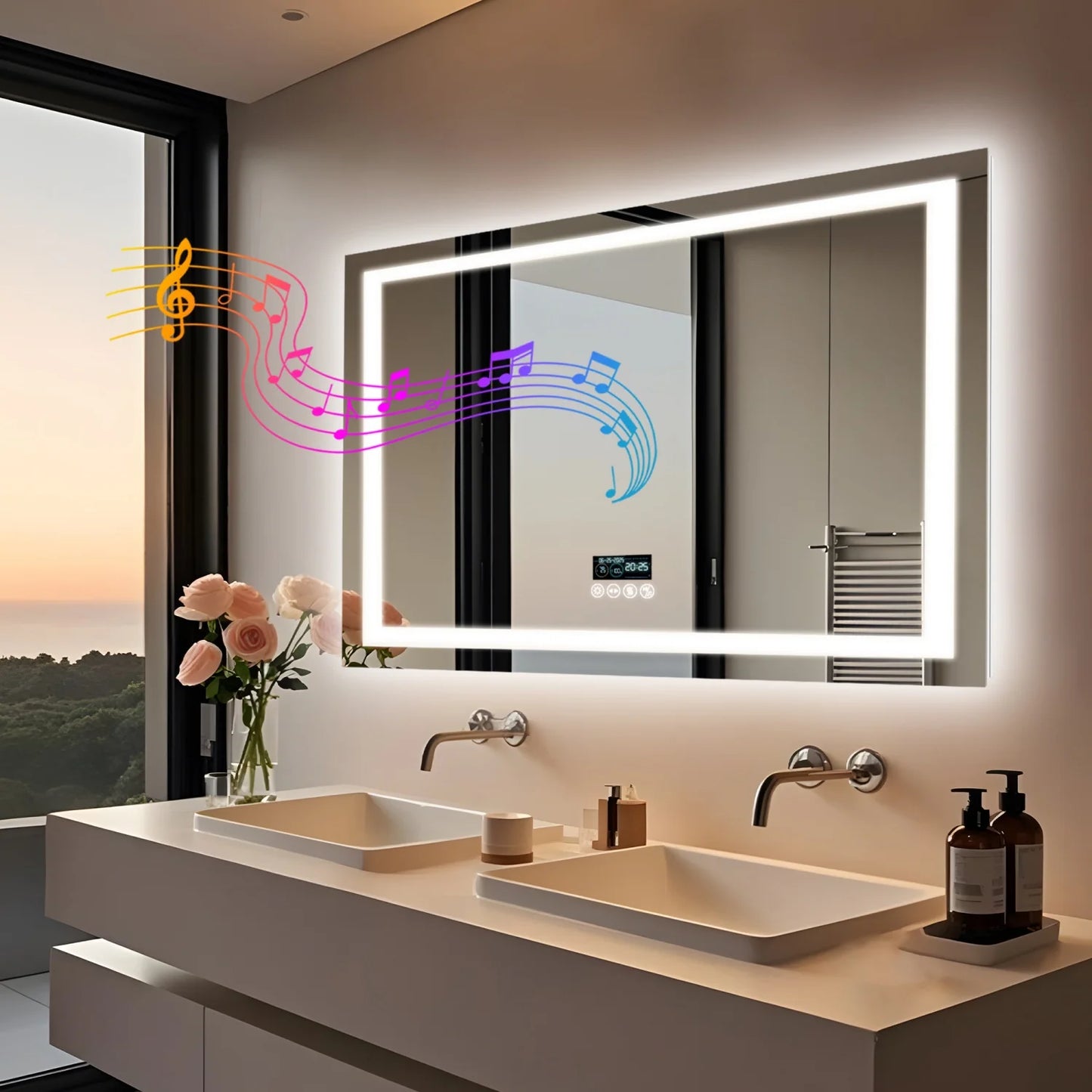 Espelho de Banheiro LED com Bluetooth e Desembaçador
