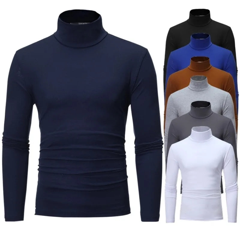 Camiseta Térmica Masculina Gola Alta Manga Longa Slim