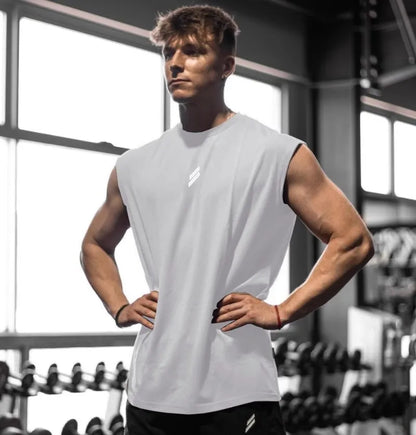 Branco Cor Regata Masculina Fitness Secagem Rápida Respirável