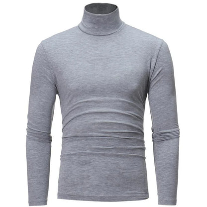Cinza claro Cor Camiseta Térmica Masculina Gola Alta Manga Longa Slim