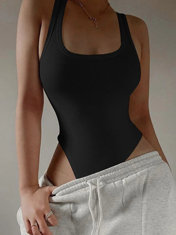 Body Feminino Canelado Sem Manga Decote Ombro Único