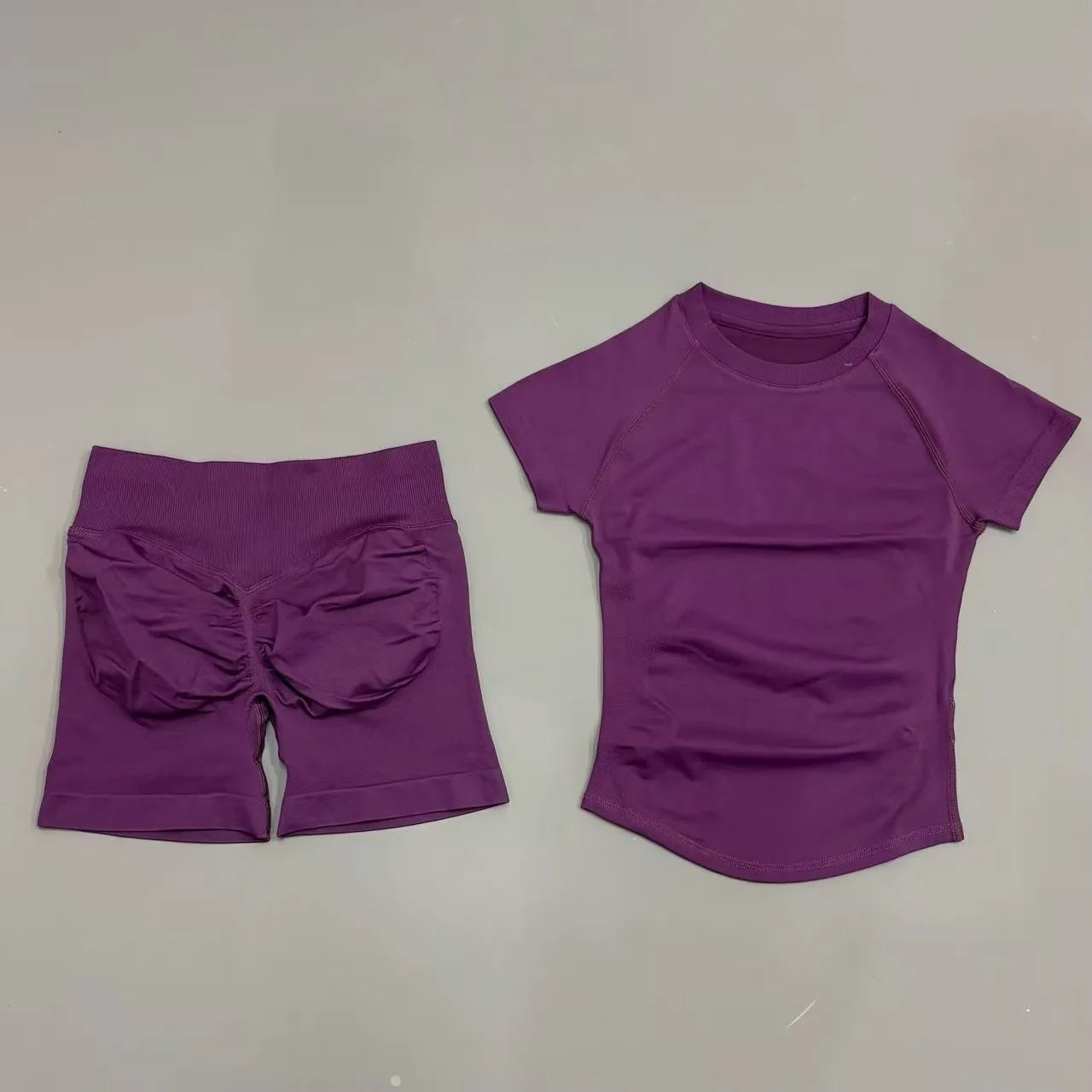 Uva Roxa Cor Conjunto Fitness Feminino 2 Peças com Shorts e Camiseta