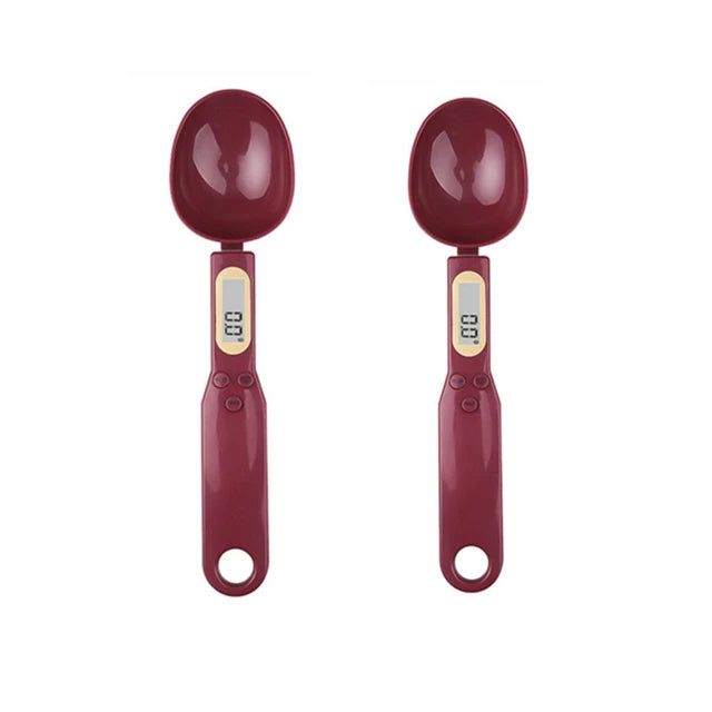 2 peças Vermelho Cor Colher Balança Digital de Cozinha 0,1–500 g com Visor LCD