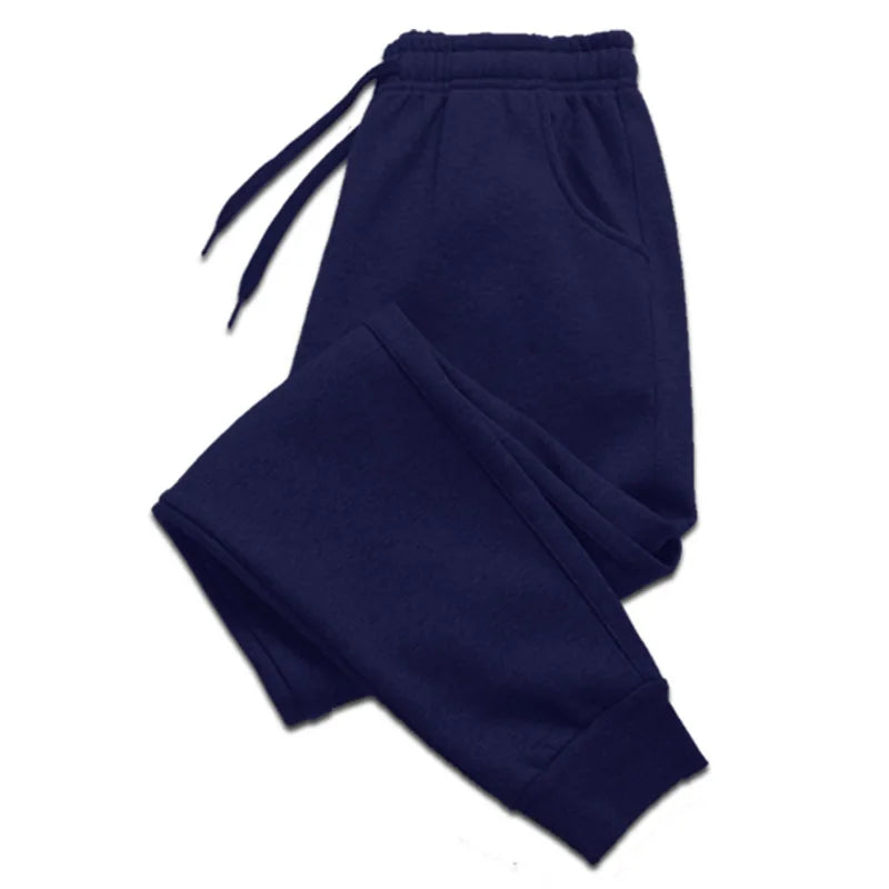 Azul Cor Calça Jogger Masculina Casual Esportiva em Moletom
