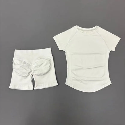 Arroz Pena Cor Conjunto Fitness Feminino 2 Peças com Shorts e Camiseta