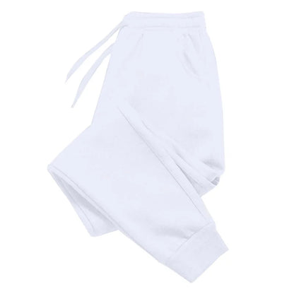 Branco Cor Calça Jogger Masculina Casual Esportiva em Moletom