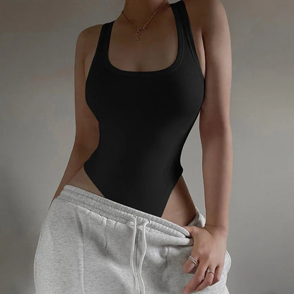 preto Cor Body Feminino Canelado Sem Manga Decote Ombro Único