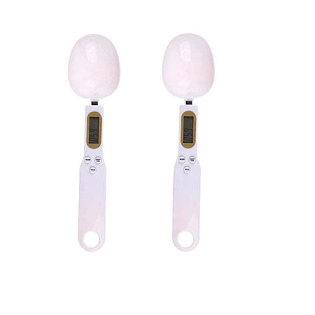 2 peças Branco Cor Colher Balança Digital de Cozinha 0,1–500 g com Visor LCD