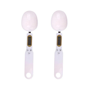 2 peças Branco Cor Colher Balança Digital de Cozinha 0,1–500 g com Visor LCD