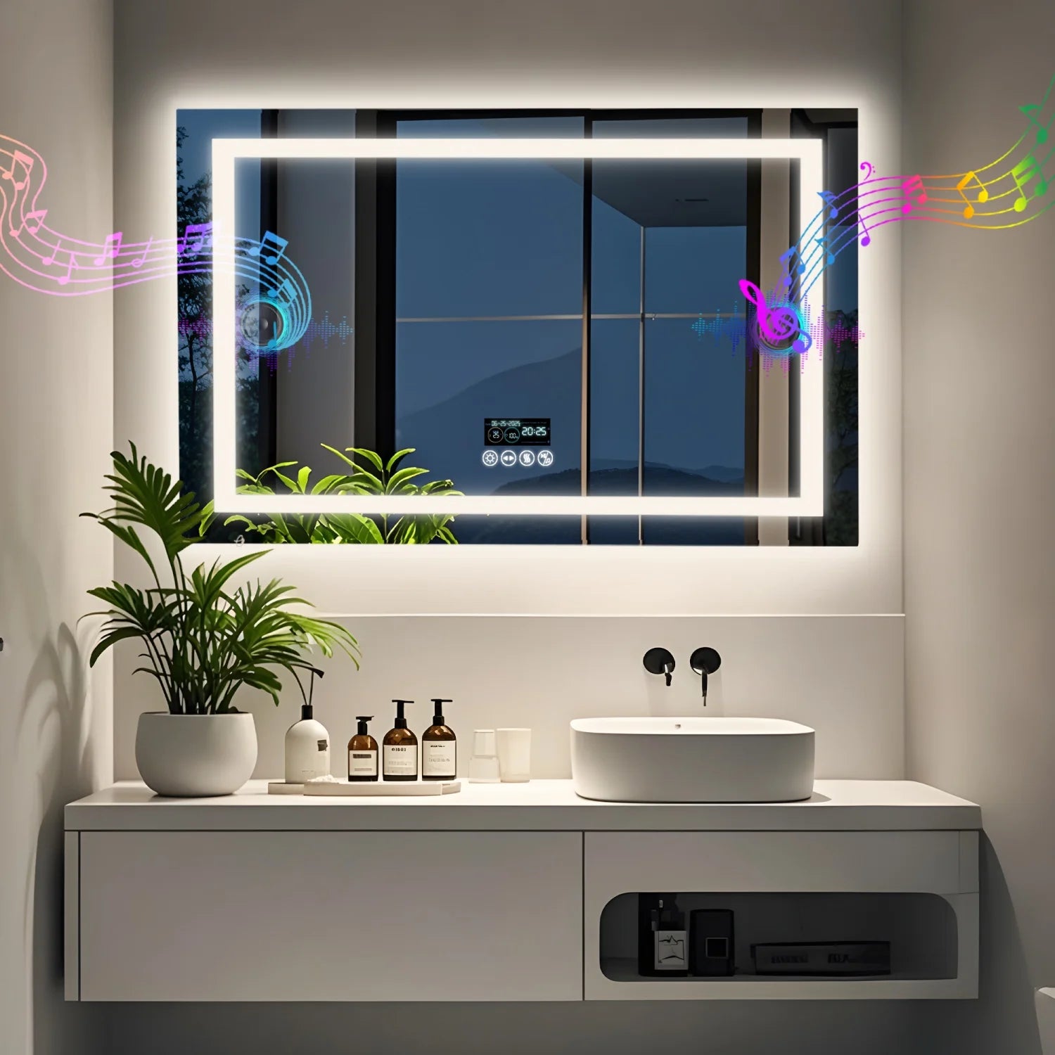 Espelho de Banheiro LED com Bluetooth e Desembaçador