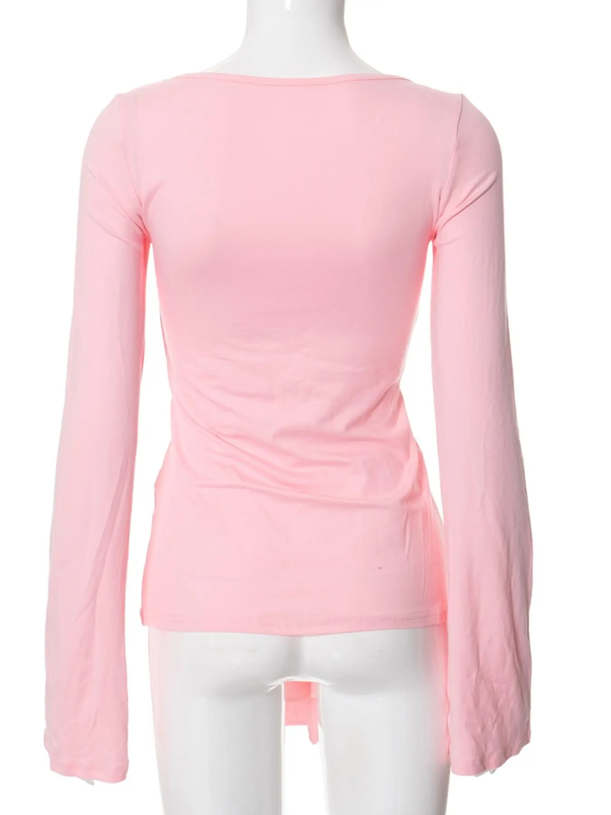 Women'S Solid Knot Front Split Hem Tee, Casual Chic Basic Long Sleeve Sweetheart Neck T-Shirt for Fall, Women'S Clothing for Daily Wear Top