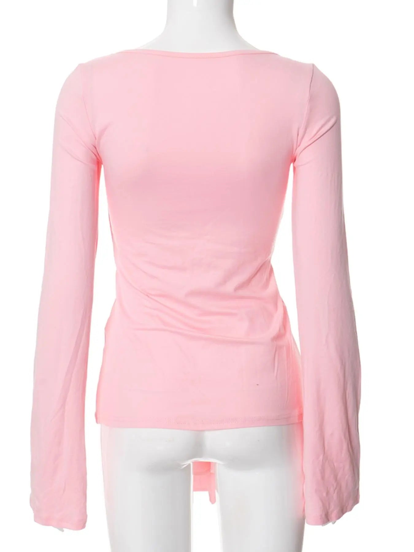 Women'S Solid Knot Front Split Hem Tee, Casual Chic Basic Long Sleeve Sweetheart Neck T-Shirt for Fall, Women'S Clothing for Daily Wear Top