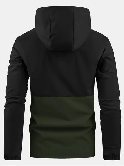 Men'S Regular Fit Zip-Up Hooded Jacket, Casual Long Sleeve Windbreaker for Spring & Fall, Fashion Men'S Outerwear for Daily Wear, Windproof Casual Jacket, Coats