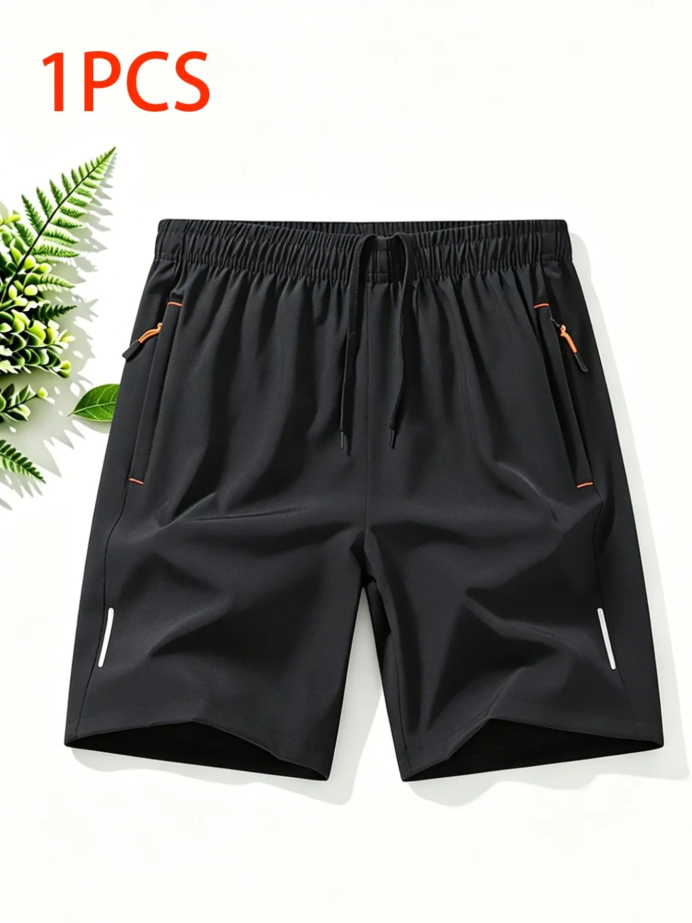 Breathable Quick-Dry Men'S Sport Shorts, Zip Pocket Fitness Commute Capris, Loose Fit Recommended One Size Up, Casual Athletic Wear, Breathable Summer Shorts