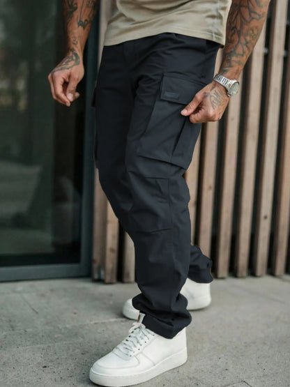 Men'S Cargo Pants with Pockets, Woven Fabric, Comfortable Fit, Stylish Casual Street Design for Daily Wear in Spring & Fall, Casual Fitted Pockets, Casual Comfy Pocket