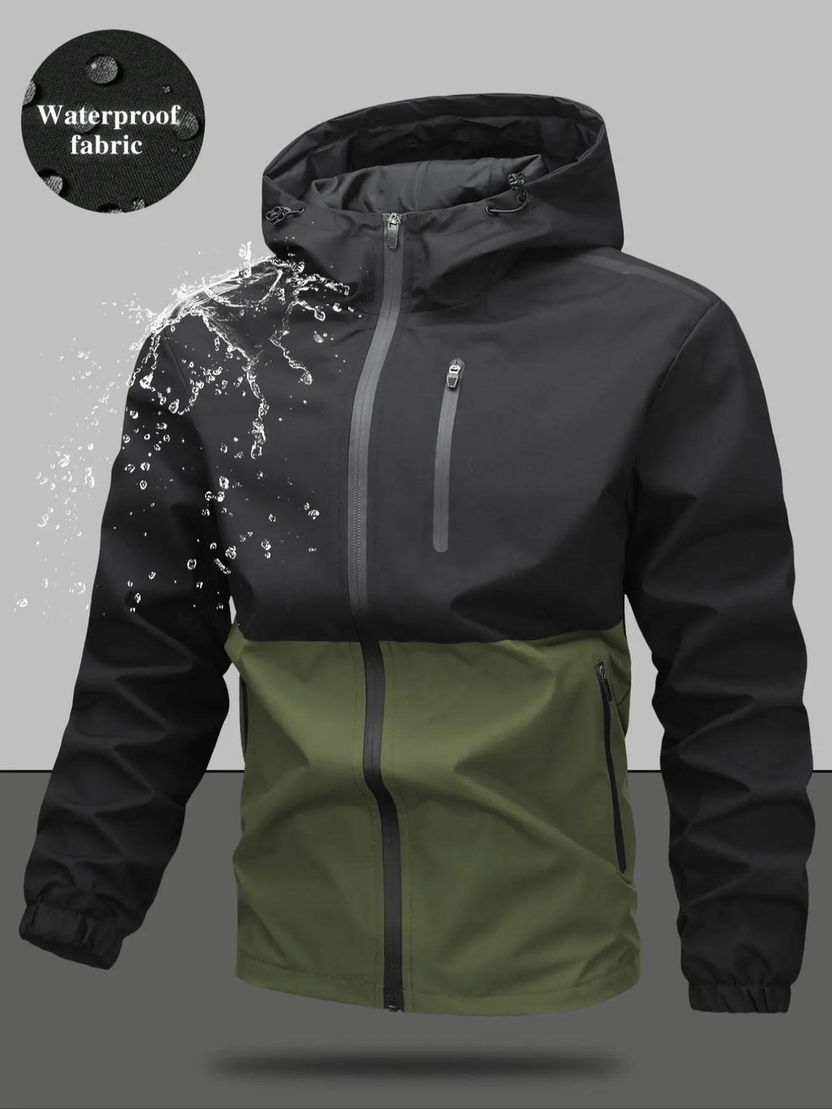 Men'S Regular Fit Zip-Up Hooded Jacket, Casual Long Sleeve Windbreaker for Spring & Fall, Fashion Men'S Outerwear for Daily Wear, Windproof Casual Jacket, Coats